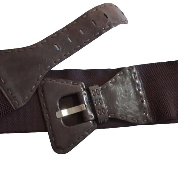 Bukkle Big Brown Strech Thick Bealt Woman Vintage 39"full Lenth Be3 - Picture 2 of 2